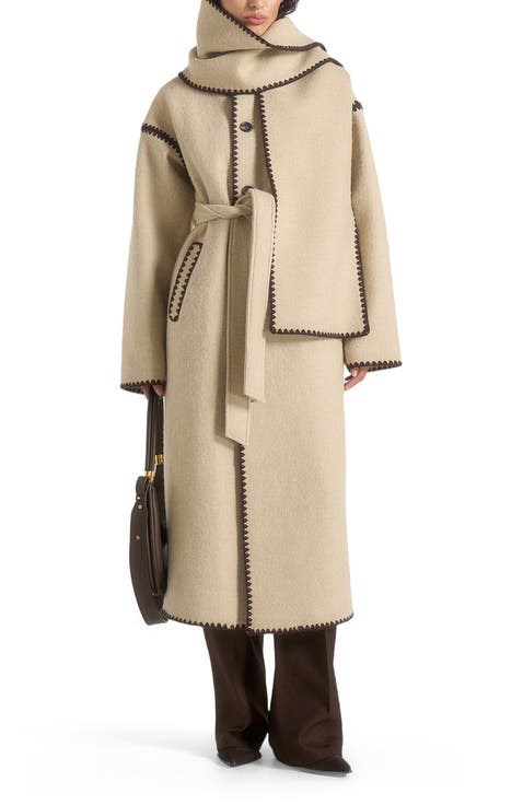 Elora Wool Blanket Stitch Belted Longline Coat