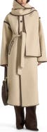 Manière De Voir Elora Wool Blanket Stitch Belted Longline Coat