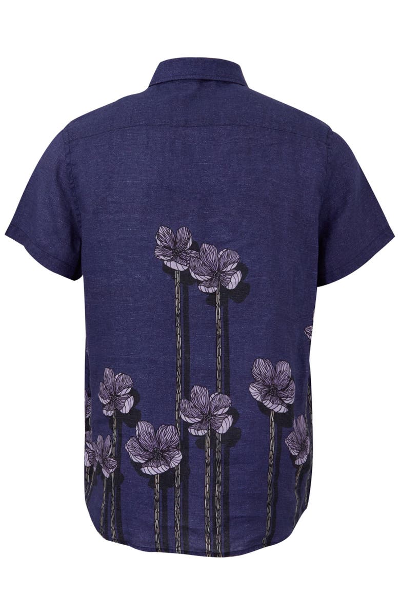 Lords of Harlech Crafty Floral Short Sleeve Fine Linen Shirt, Alternate, color, Crafty Floral Navy