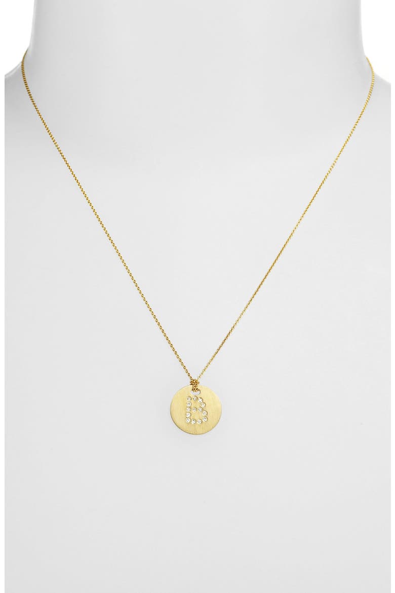 'Tiny Treasures' Diamond Initial Disc Pendant Necklace, Alternate, color, B