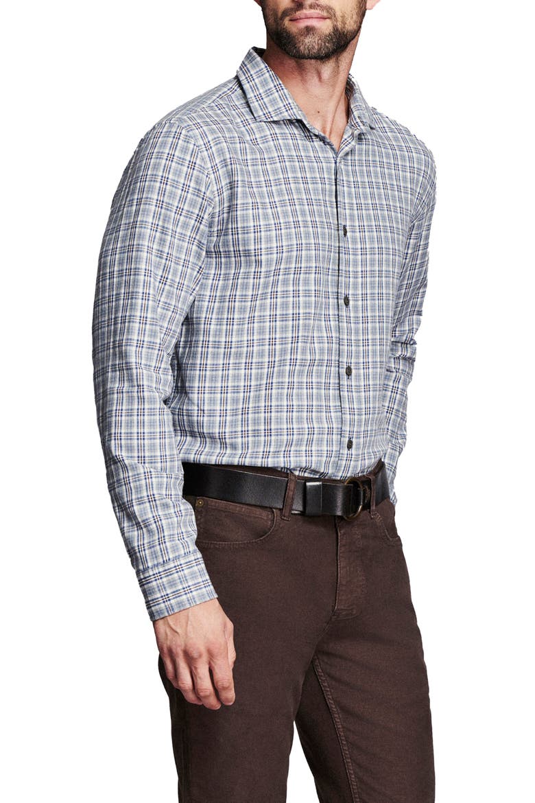 Hutcheson Plaid Cotton Twill Sport Shirt, Alternate, color, BLUE MULTI