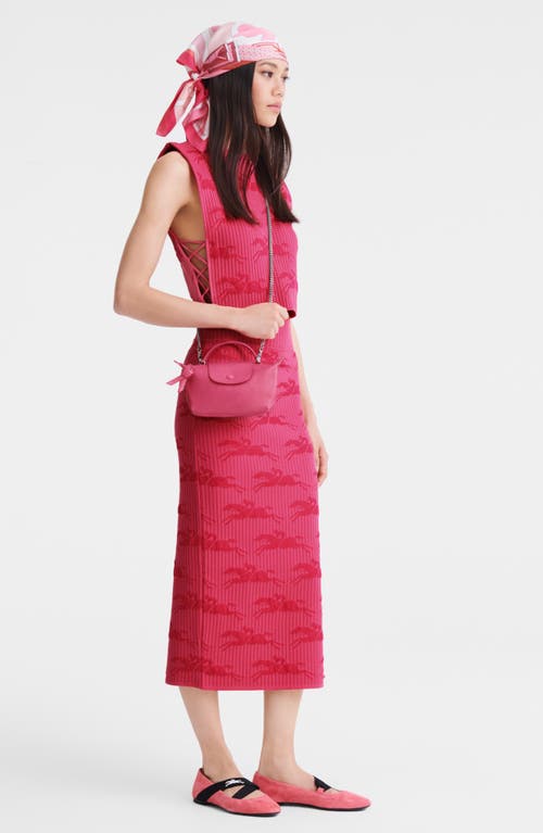 Longchamp Le Pliage Pink Leather Cosmetics Case In Pink
