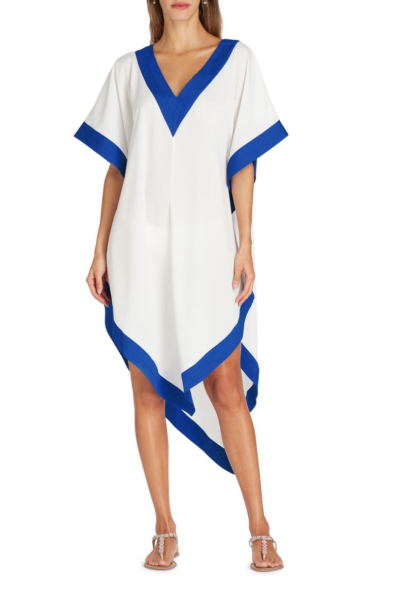 Aria High-Low Crepe de Chine Cover-up Dress, Main, color, Off White