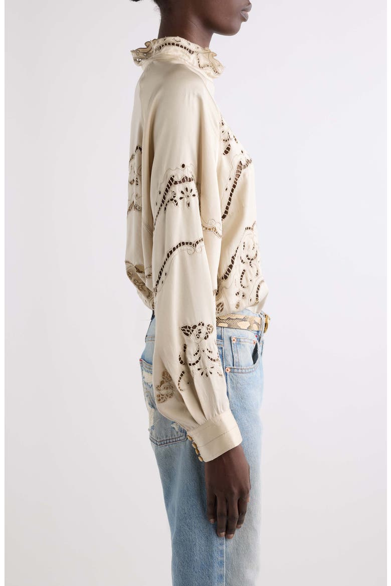 Enelia Embroidered Stretch Silk Top, Alternate, color, CHAMPAGNE