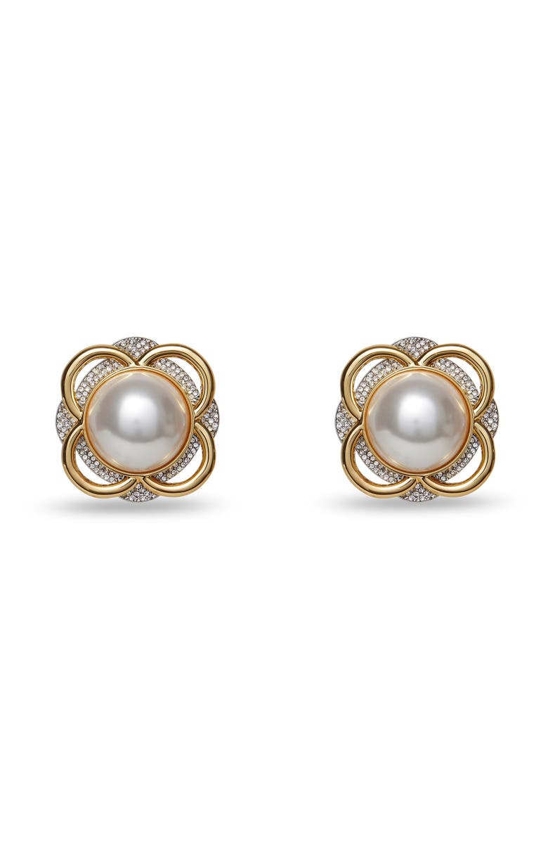 Lele Sadoughi Pinball Button Earrings, Main, color, Pearl 100