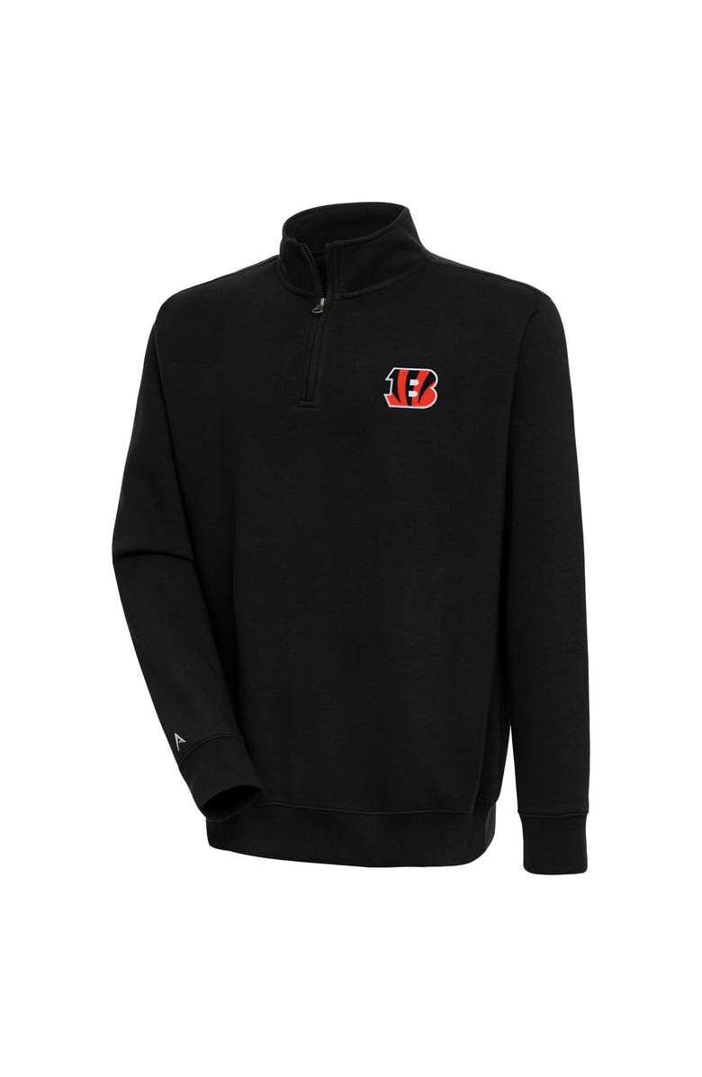 ANTIGUA Men's Antigua Black Cincinnati Bengals Victory Quarter-Zip Pullover Top, Alternate, color, Black