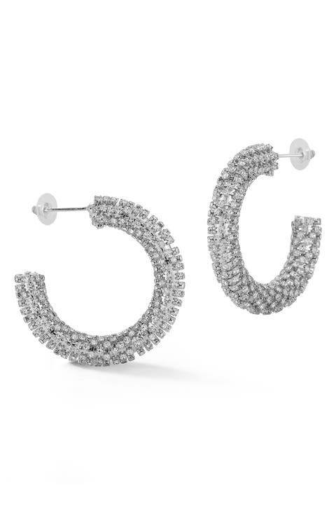 Pavé Crystal Hoop Earrings