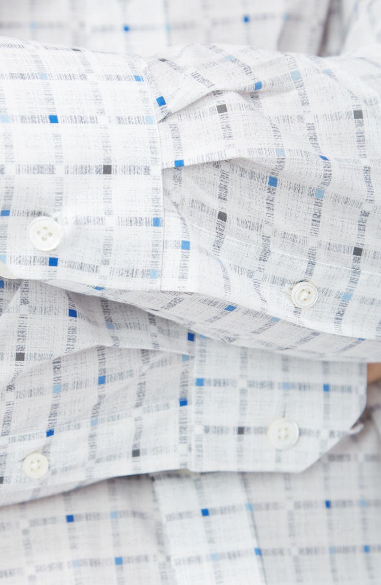 Bugatchi Karl Shaped Fit Check Button-Up Shirt, Alternate, color, White