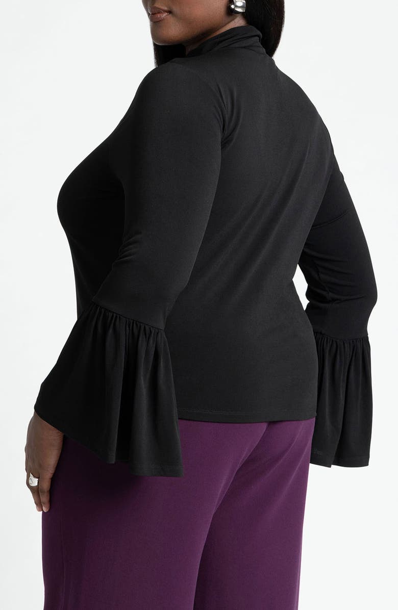 ELOQUII Fluted Sleeve Mock Neck Top, Alternate, color, 