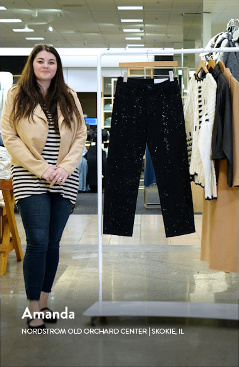 Harlow Rhinestone Mid Rise Ankle Straight Leg Jeans, sales video thumbnail