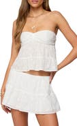 EDIKTED Dora Eyelet Strapless Cotton Top