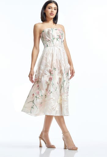 Kailyn Floral Appliqué Strapless Cocktail Dress