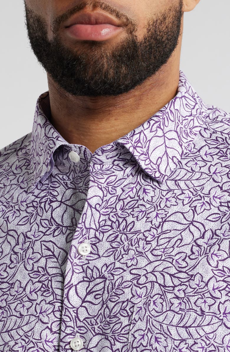 Tommy Bahama Lazlo Seaside Soiree Leaf Print Button-Up Shirt, Alternate, color, Violet Indigo