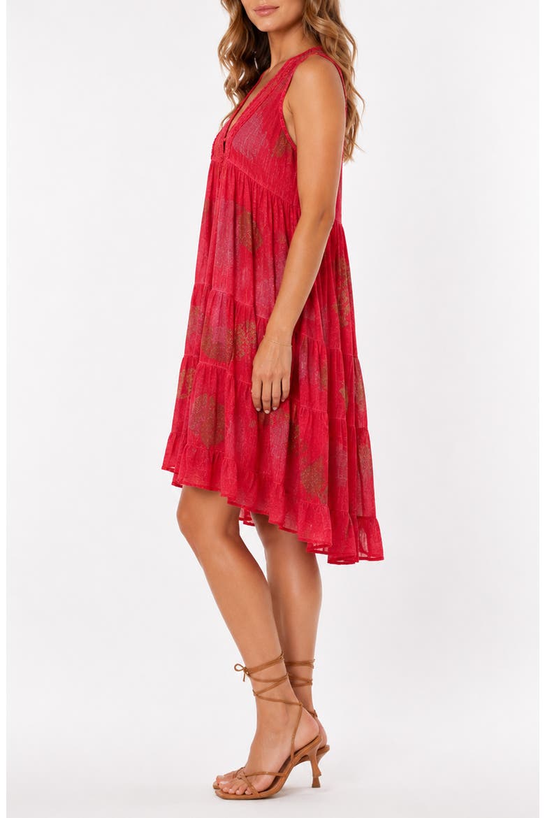 Tiered Lace Trim Cover-Up, Alternate, color, CORAL