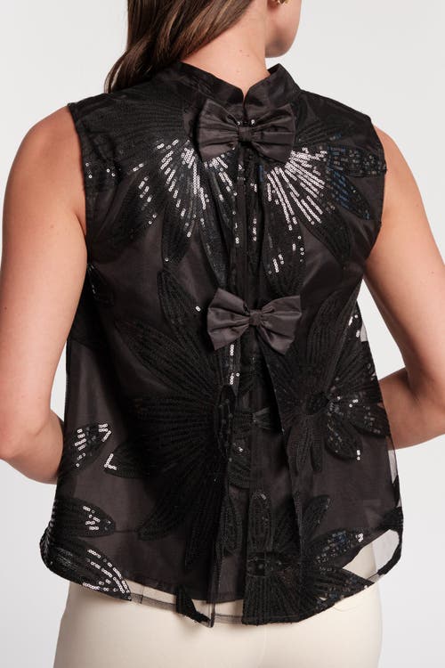 Frances Valentine Diplomat Top Sequin Floral In Black