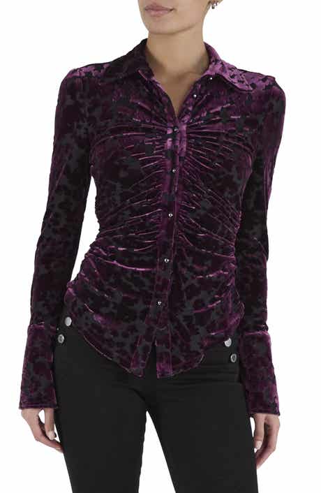 Talia Velvet Devoré Ruched Shirt