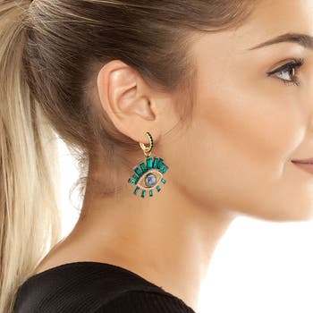 Imitation Pearl Eye Drop Hoop Earrings