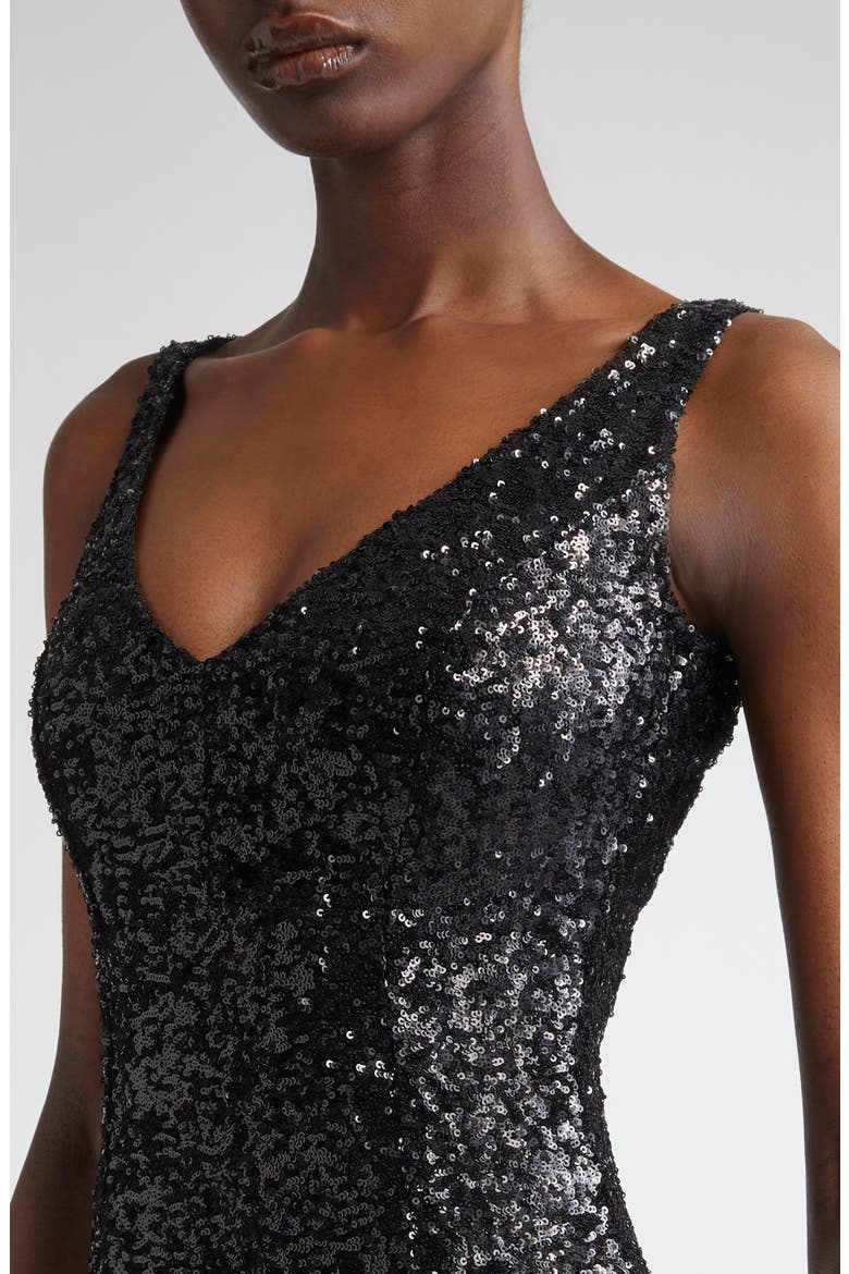 Sequin Column Gown, Alternate, color, BLACK