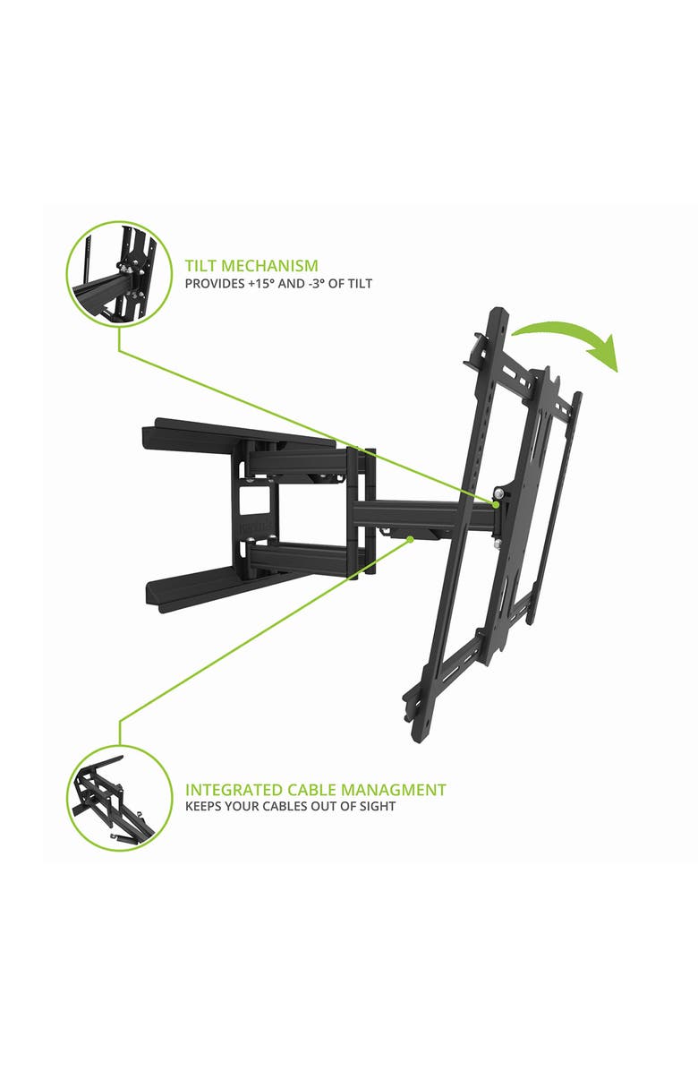 Kanto PDX650SG Stainless Steel Full-Motion Dual Stud Outdoor TV Mount for 37" - 75" TVs, Alternate, color, Black