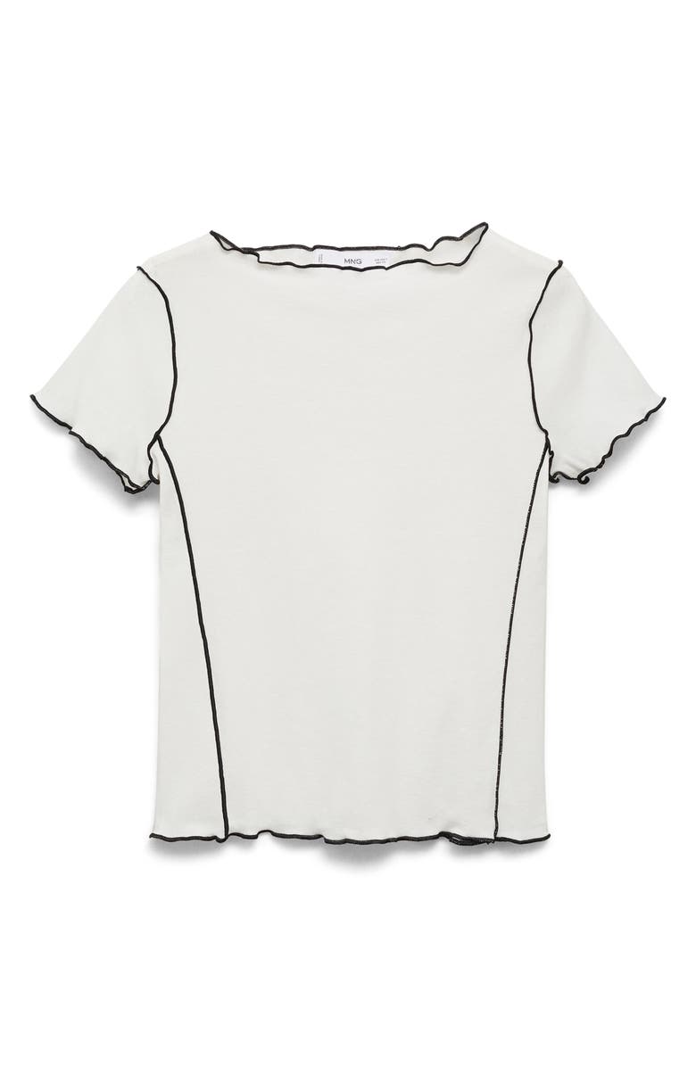 MANGO Curlita Lettuce Edge Cotton T-Shirt, Alternate, color, White