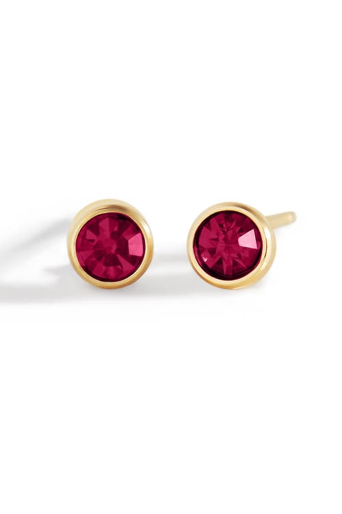 Mint & Lily Birthstone Bezel Studs in 18K Gold Plated /July Ruby  product