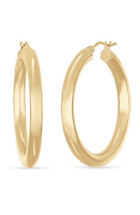 14K Gold Smooth Hoop Earrings, 24mm