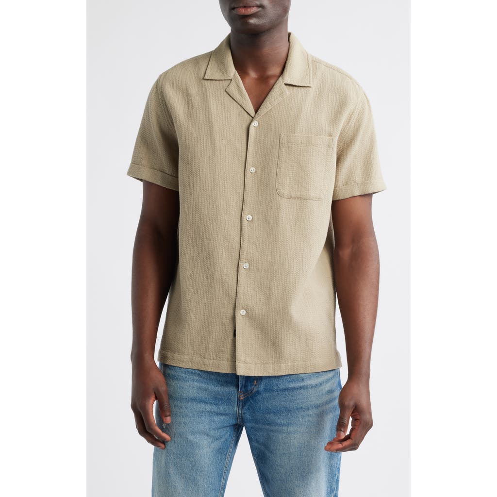 Rails Haney Textured Short Sleeve Cotton Button-up Shirt In Green