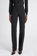 Valentino Garavani High Waist Wool Stretch Crepe Straight Leg Pants