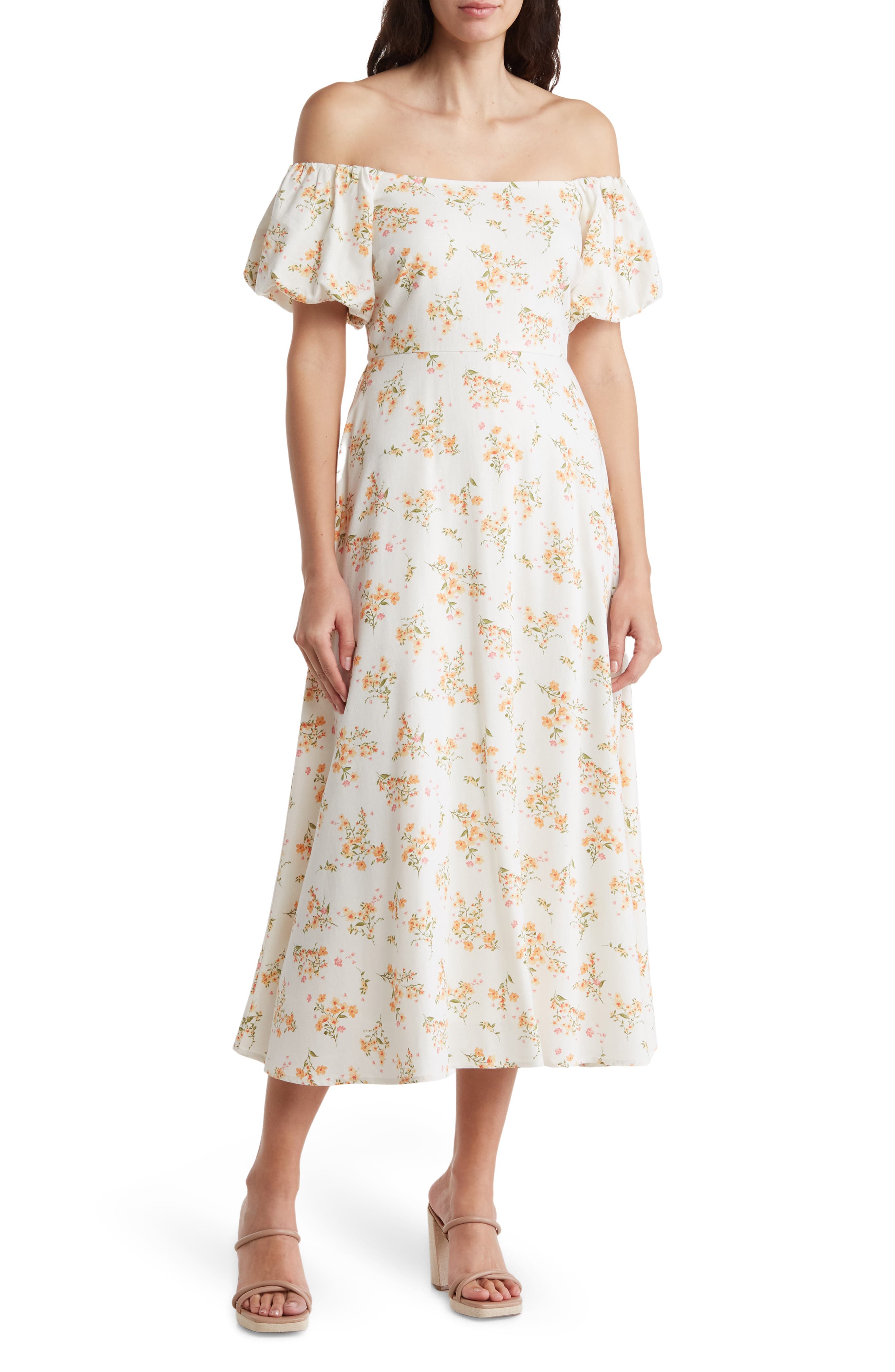 AUGUST SKY Off the Shoulder Midi Dress