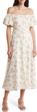 AUGUST SKY Off the Shoulder Midi Dress