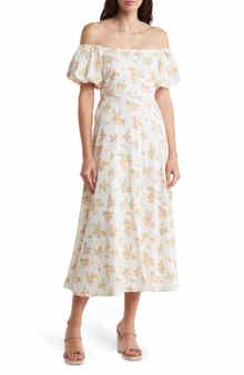 AUGUST SKY Off the Shoulder Midi Dress