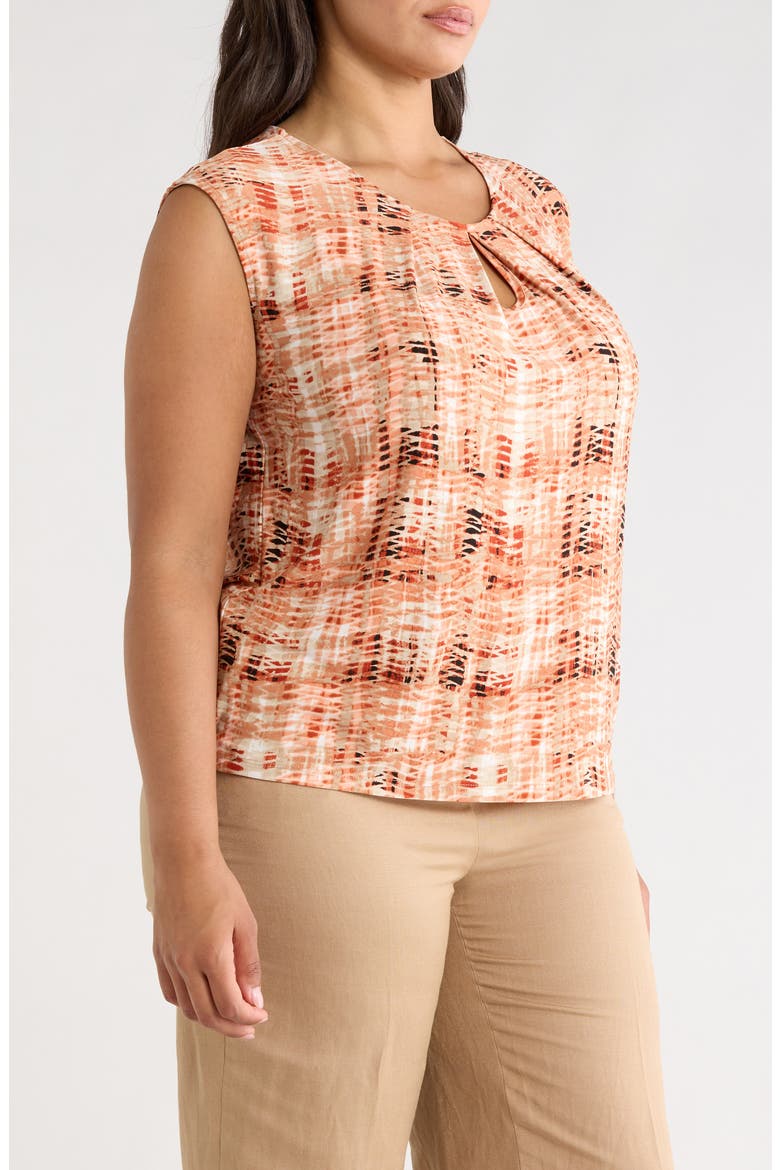Abstract Print Keyhole Sleeveless Top, Alternate, color, MANDARIN MULTI