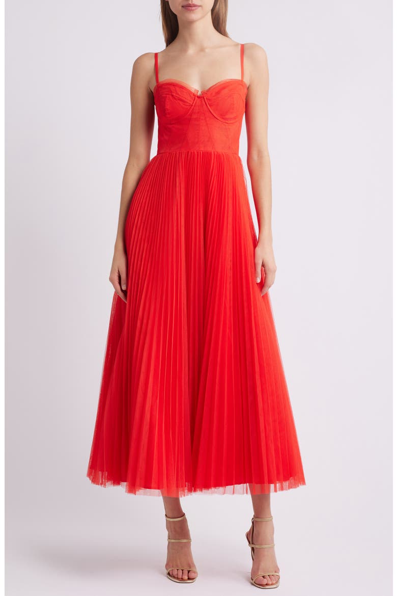 hutch pleated bustier maxi dress Hutch Brianna Sleeveless Bustier Pleated Tulle Maxi Dress