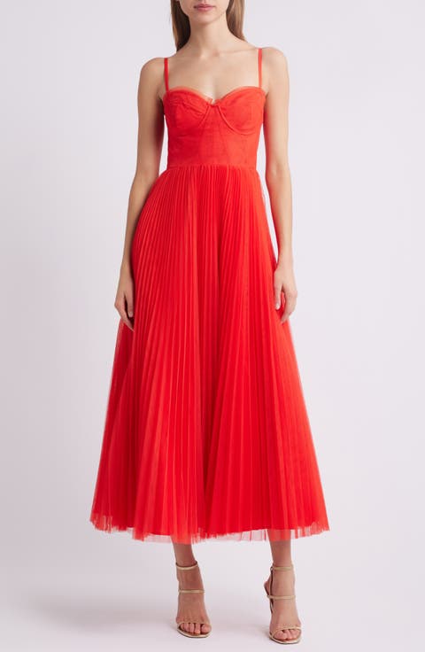 Corset Pleated Maxi Dress