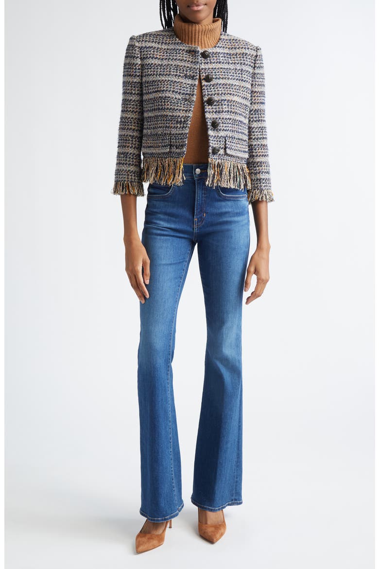 Lyons Tweed Fringe Jacket, Alternate, color, NAVY MULTI