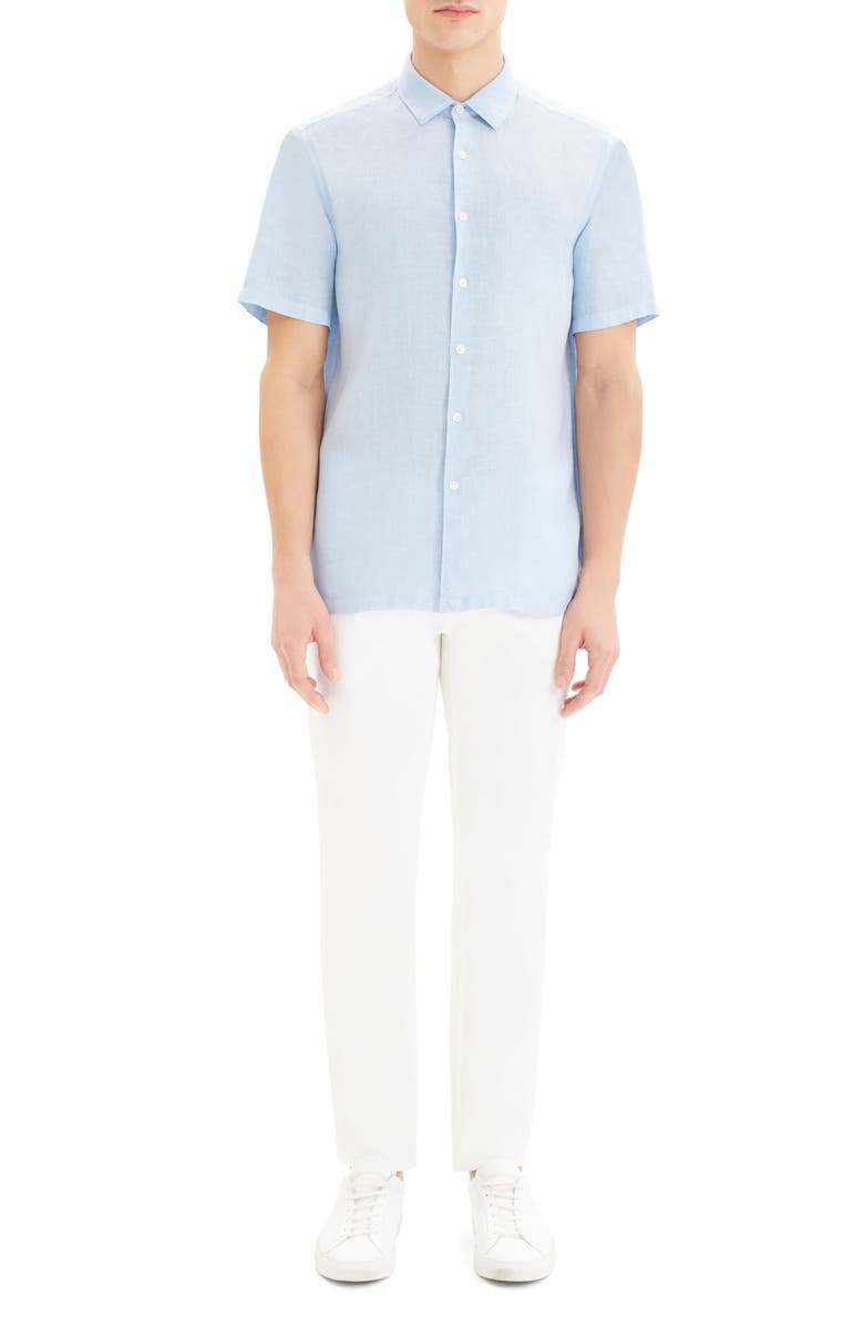 Theory Irving Slim Fit Short Sleeve Button-Up Linen Sport Shirt, Alternate, color, 