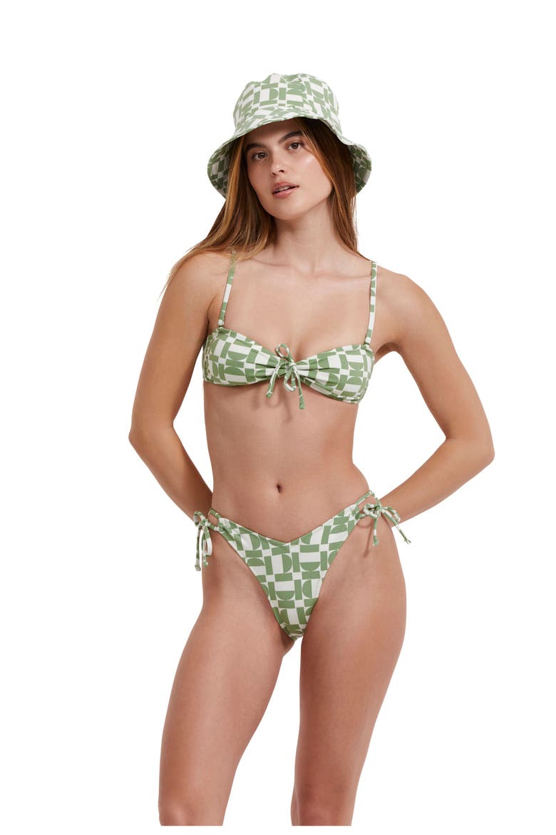 Let's Geo Bandeau Swim Top, Main, color, Multi Green