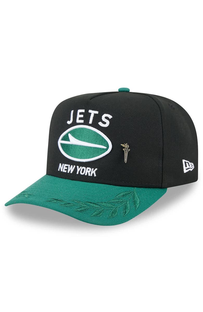 New Era Men's New Era Black/Green New York Jets 2025 NFL Draft On Stage A-Frame 59FIFTY Fitted Hat, Alternate, color, Black