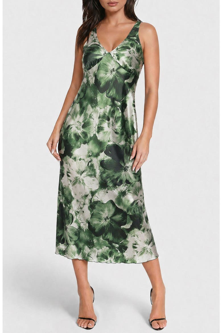 Sleeveless Satin Maxi Slipdress, Main, color, OLIVE