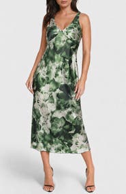 bebe Crepe V-Neck Maxi Dress