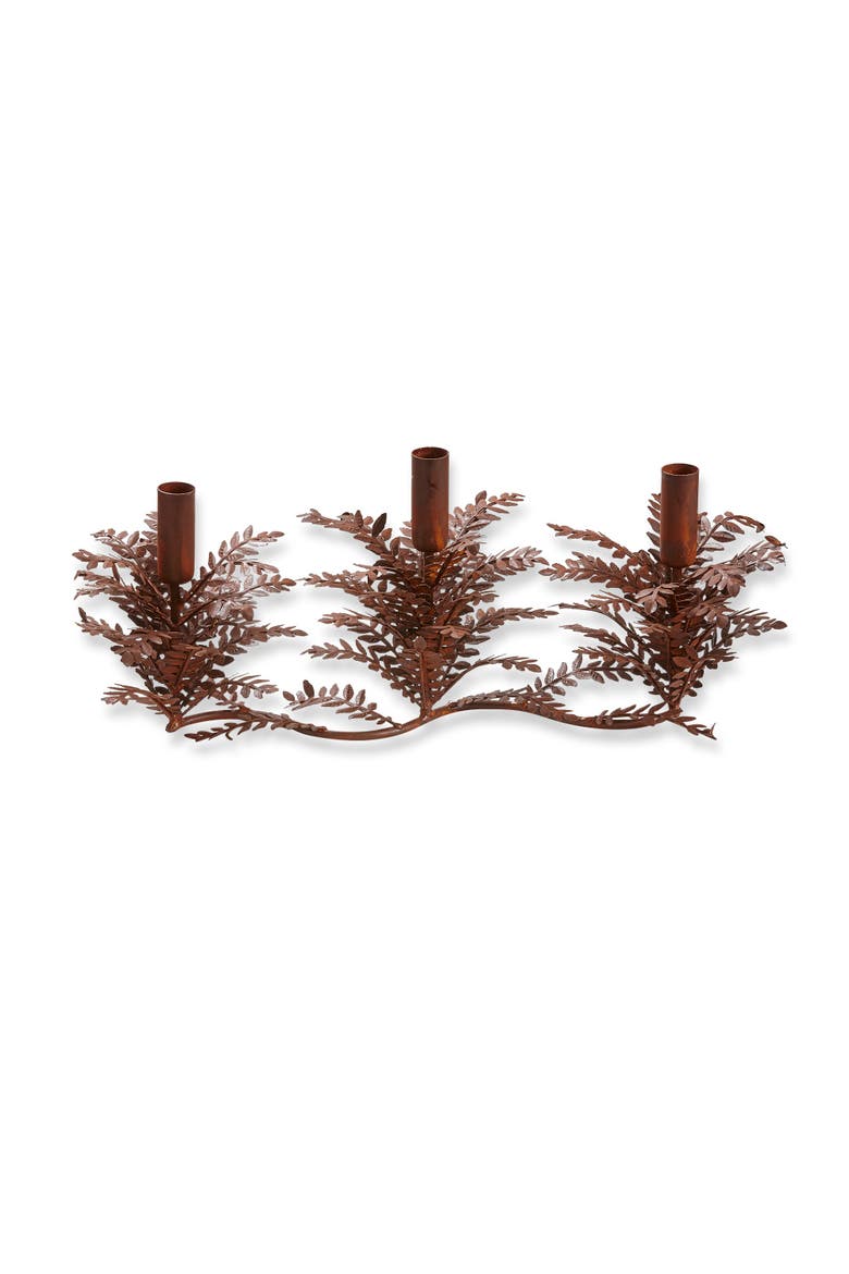 Greenery Taper Candle Holders - Rustic Iron Fall Decor, Main, color, Brown