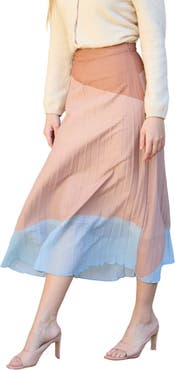 LILY AND LIONEL Ladbarn Colour Block Pleated Maxi Skirt