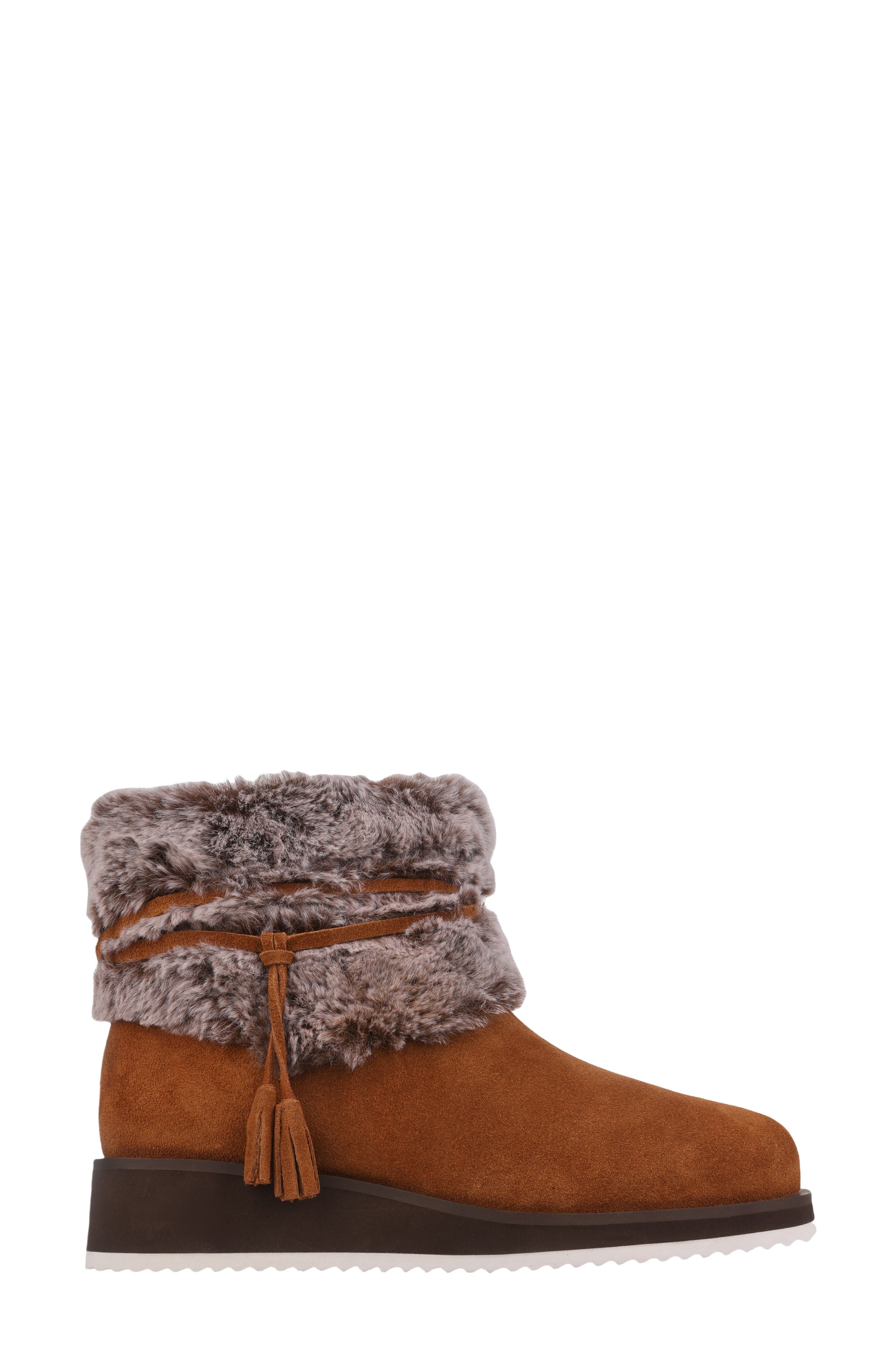 Mykos Suede Faux Fur Cuff Boot, Alternate, color, Hickory