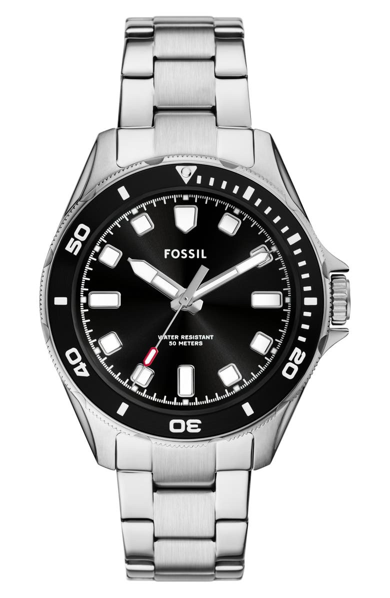 Fossil Dalton Three-Hand Bracelet Watch, 42mm, Main, color, Silver