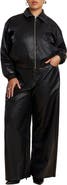 ELOQUII Faux Leather Pintuck Straight Leg Pant