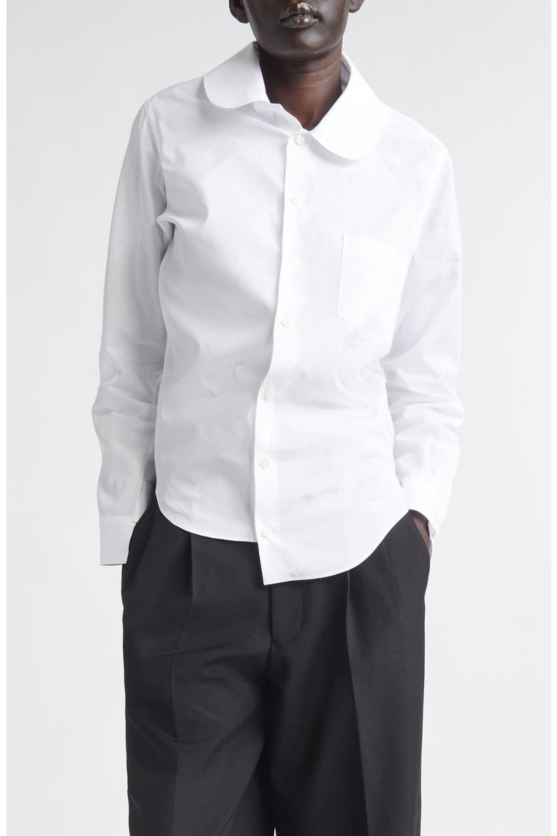 Asymmetric Cotton Broadcloth Button-Up Shirt, Main, color, WHITE