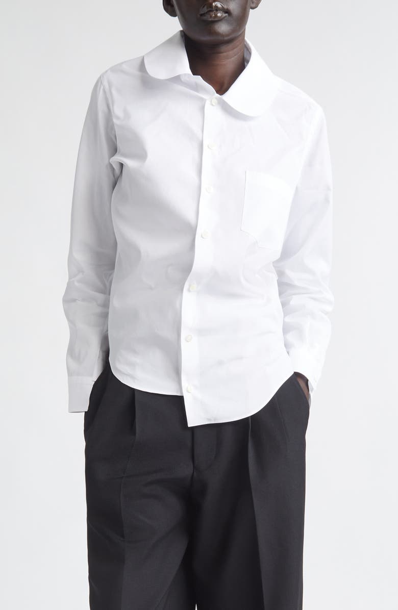 Junya Watanabe Asymmetric Cotton Broadcloth Button-Up Shirt, Main, color, White