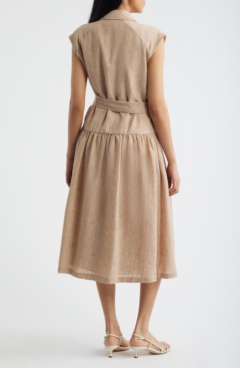 Julia Jordan Cap Sleeve Tie Waist Midi Dress, Alternate, color, Khaki
