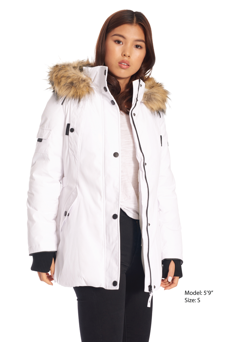 GLACIER - Vegan Down Classic Winter Parka Jacket, Alternate, color, WHITE