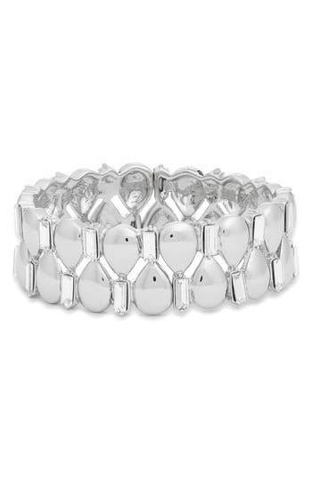 Open Edit Crystal Embellished Teardrop Stretch Bracelet
